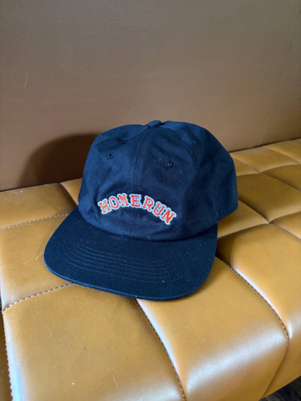 HOMERUN Black Baseball Cap with Orange & White Embroidered Patch